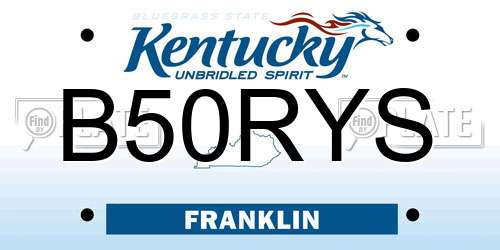 B50RYS Kentucky License Plate