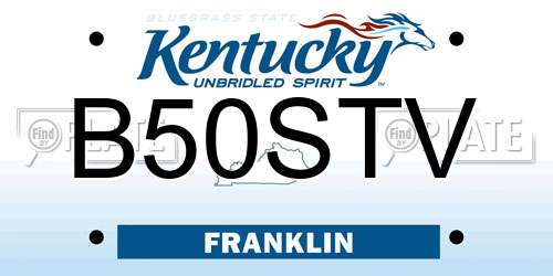 B50STV Kentucky License Plate