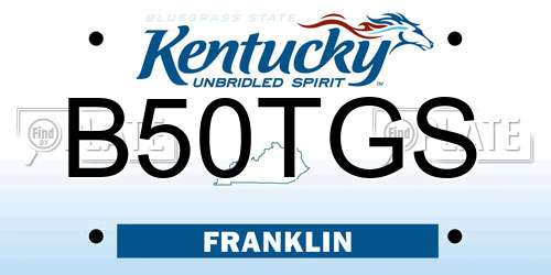 B50TGS Kentucky License Plate