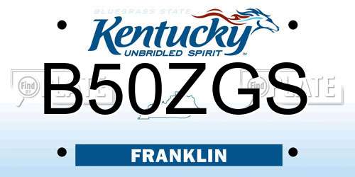 B50ZGS Kentucky License Plate