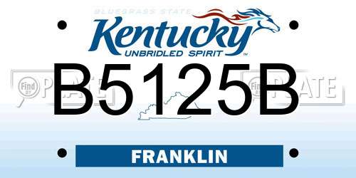 B5125B Kentucky License Plate