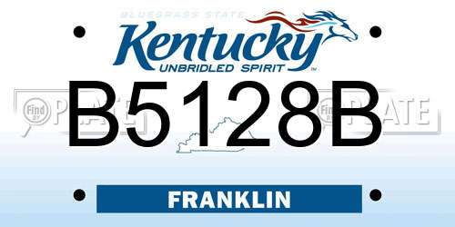 B5128B Kentucky License Plate