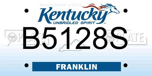 B5128S Kentucky License Plate