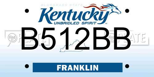 B512BB Kentucky License Plate