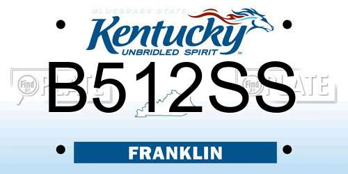 B512SS Kentucky License Plate