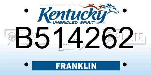B514262 Kentucky License Plate