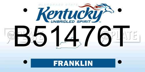 B51476T Kentucky License Plate