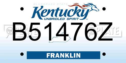 B51476Z Kentucky License Plate