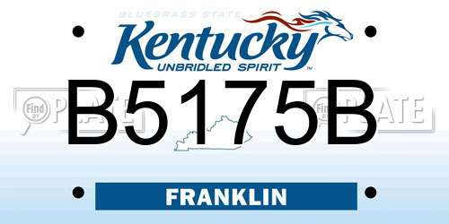 B5175B Kentucky License Plate