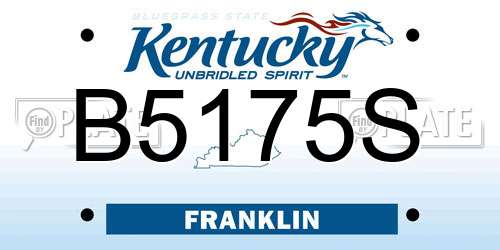 B5175S Kentucky License Plate