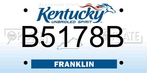 B5178B Kentucky License Plate