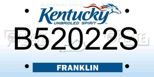 B52022S Kentucky License Plate