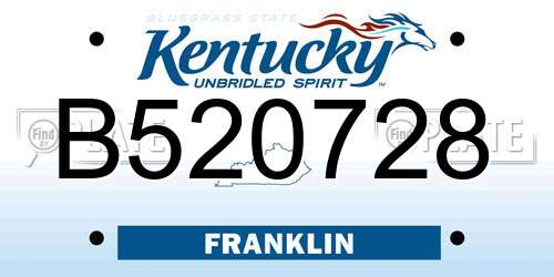 B520728 Kentucky License Plate