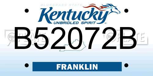 B52072B Kentucky License Plate