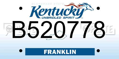 B520778 Kentucky License Plate