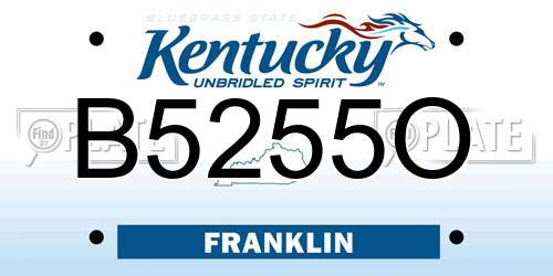 B5255O Kentucky License Plate