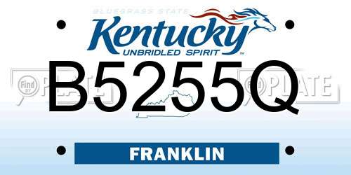 B5255Q Kentucky License Plate