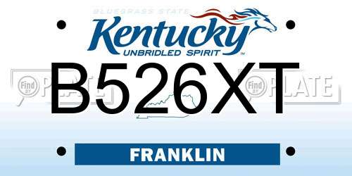 B526XT Kentucky License Plate