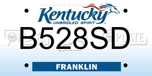 B528SD Kentucky License Plate