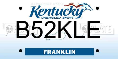 B52KLE Kentucky License Plate