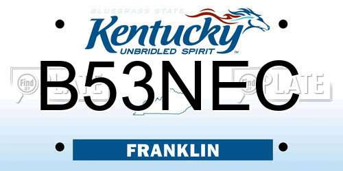 B53NEC Kentucky License Plate