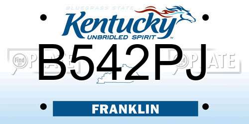 B542PJ Kentucky License Plate