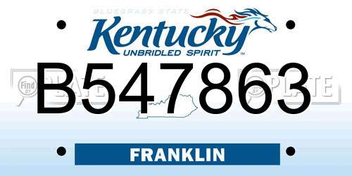 B547863 Kentucky License Plate