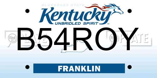 B54ROY Kentucky License Plate