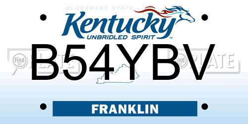 B54YBV Kentucky License Plate