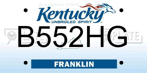 B552HG Kentucky License Plate