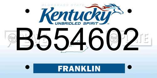 B554602 Kentucky License Plate