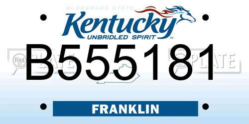 B555181 Kentucky License Plate