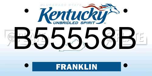 B55558B Kentucky License Plate
