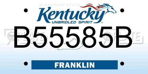 B55585B Kentucky License Plate