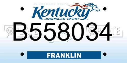 B558034 Kentucky License Plate