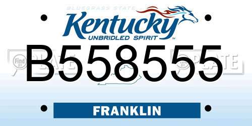 B558555 Kentucky License Plate