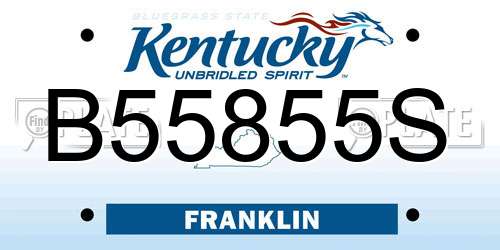 B55855S Kentucky License Plate