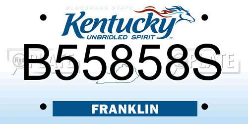 B55858S Kentucky License Plate
