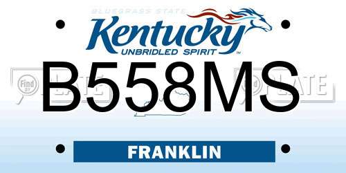 B558MS Kentucky License Plate