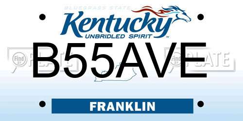 B55AVE Kentucky License Plate