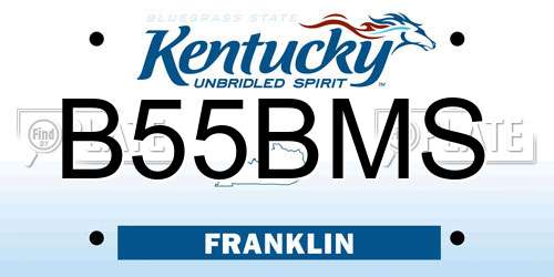 B55BMS Kentucky License Plate