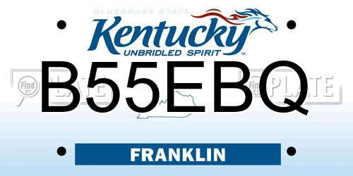 B55EBQ Kentucky License Plate