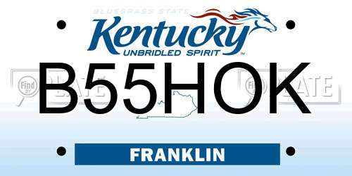 B55HOK Kentucky License Plate