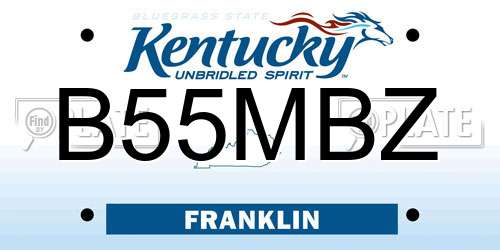 B55MBZ Kentucky License Plate