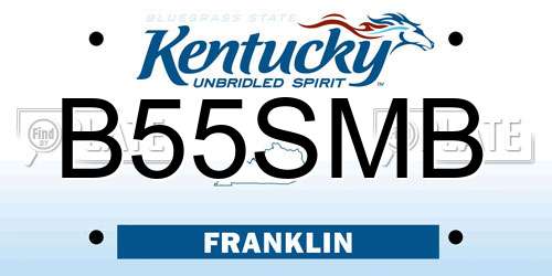 B55SMB Kentucky License Plate