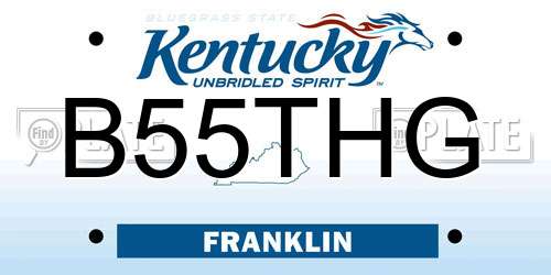 B55THG Kentucky License Plate