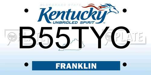 B55TYC Kentucky License Plate