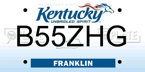 B55ZHG Kentucky License Plate