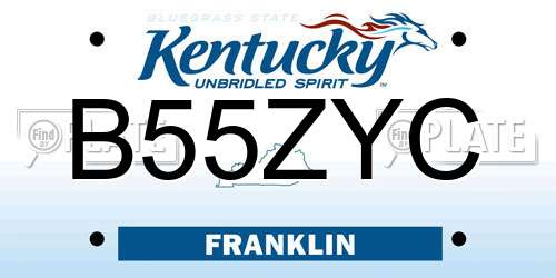 B55ZYC Kentucky License Plate