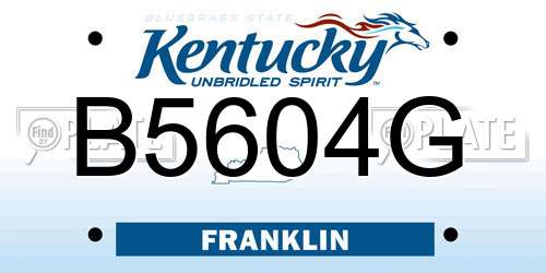 B5604G Kentucky License Plate